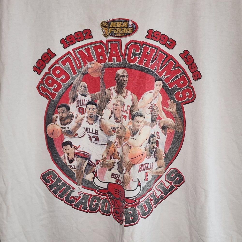Vintage Starter 1997 Chicago Bulls NBA Championship T-shirt‎ Size L SEE PHOTOS